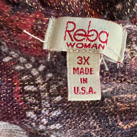 Reba Tunic Top Knit Woman Size 3X Paisley Asymmetrical Hem Boxy Embellished Long - Picture 5 of 7